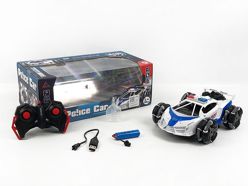 2.4G R/C Spray Stunt Police Car 5Ways W/L_Charge toys