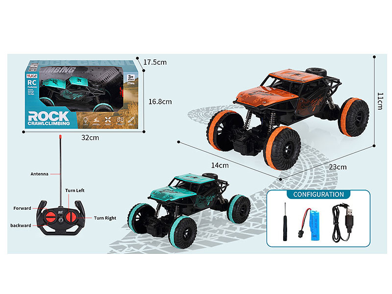 1:16 Die Cast Climbing Car 4Ways R/C W/Charge(2C) toys
