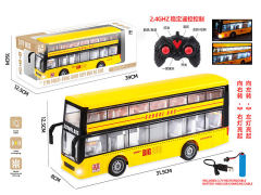 2.4G黄色七通遥控多功能双层巴士带灯光声音（包电）
