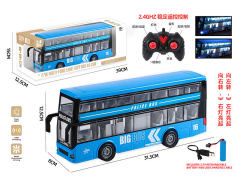 2.4G蓝色七通遥控多功能双层巴士带灯光声音（包电）