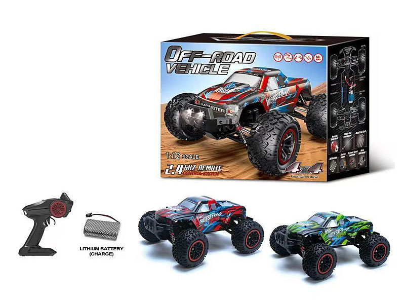2.4G 1:12 Die Cast 4Wd Car R/C W/Charge(2C) toys