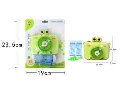 中文版青蛙实色电动泡泡相机带灯光音乐