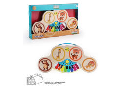 2in1 Magic Touching Wooden Drum & Piano W/L toys