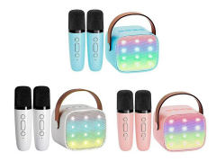 跨境炫彩灯效蓝牙无线K歌音响套装双唛（3色）