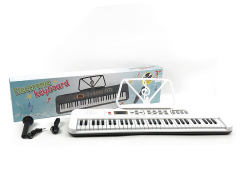 白色61键多功能电子琴带麦克风