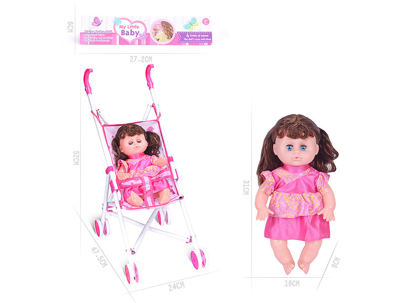 14inch Doll W/IC & Go-Cart toys