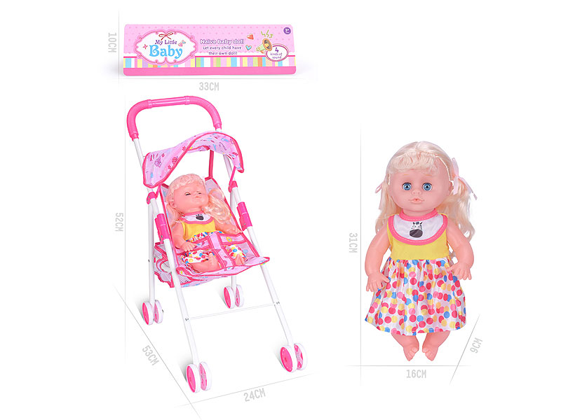 14inch Doll W/IC & Go-cart toys