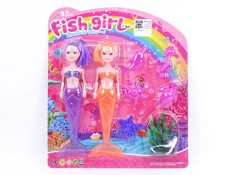 19.5CM Solid Body Mermaid Set W/L(2in1) toys