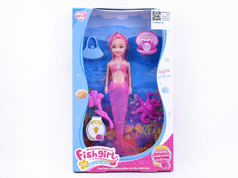 19.5CM Solid Body Mermaid Set W/L(2S4C) toys