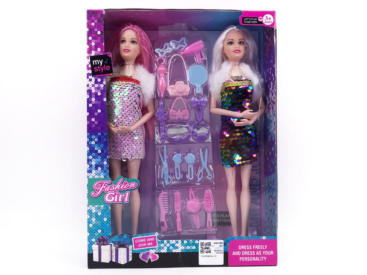 11inch Solid Body Doll Set W/L_M(2in1) toys