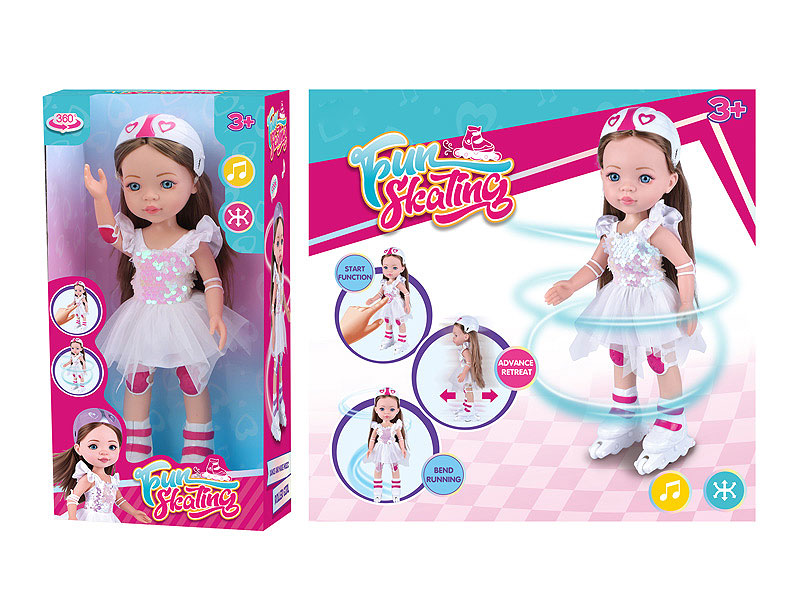 B/O Ice Skating Doll W/M toys