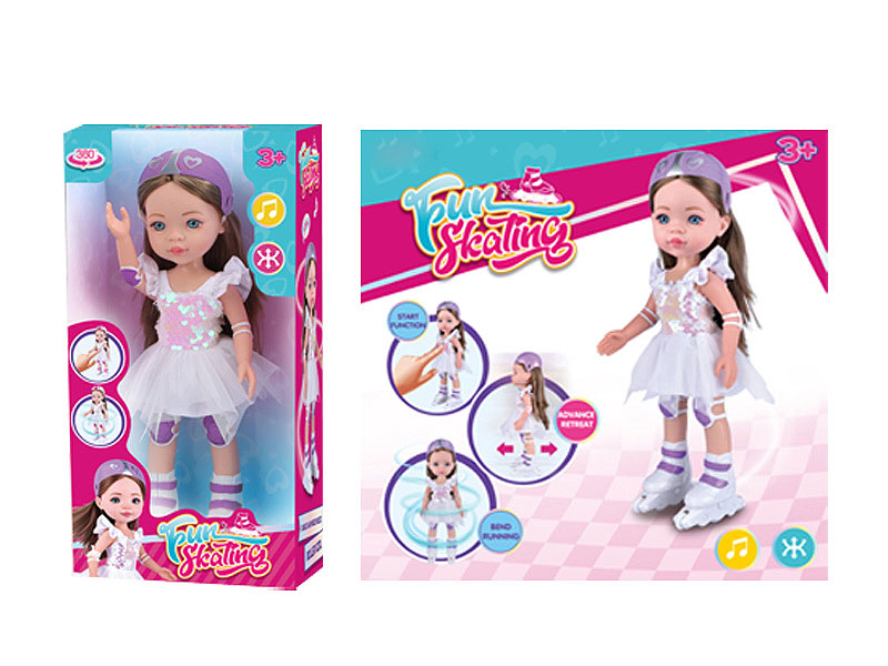 B/O Ice Skating Doll W/M toys