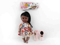 11寸花布裙黑皮肤女娃套装带音乐（2色）