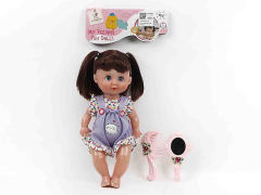 11寸背带裤白皮肤女娃套装带音乐（2色）