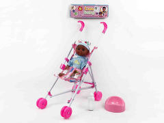 11寸黑皮肤娃娃带IC+手推车（2色）