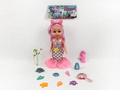 10寸塑料身塑料手3D眼时尚美人鱼套带音乐(3款)