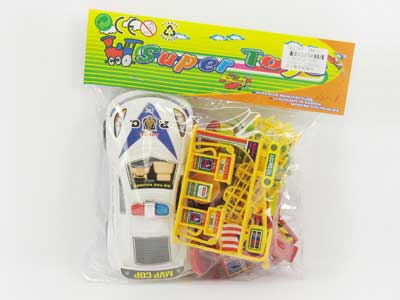 Pull Back Police Car & Road Sign toys