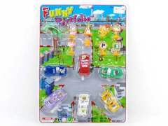 Pull Back Car W/Signpost(6in1)