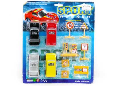 Pull Back Car W/Signpost(4in1) toys