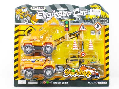 Pull Back Construction Car W/Signpost(2in1) toys