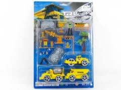 Pull Back Construction Truck W/Signpost(3in1)