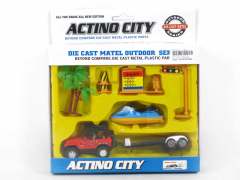 Die Cast Truck & Signpost( Pull Back(8S)