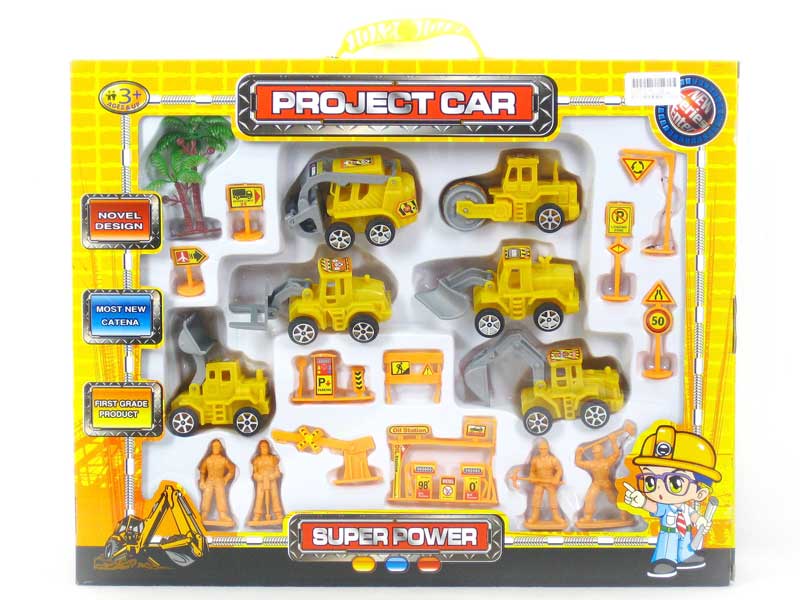 Pull Back Construction Truck W/Guide(6in1) toys