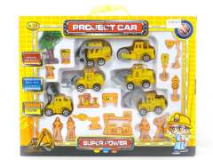 Pull Back Construction Truck W/Guide(6in1)