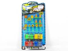 Pull Back Car W/Road Sign(4in1)