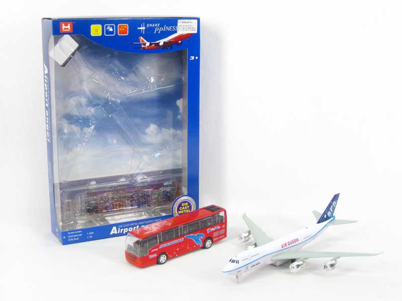 Die Cast Plane Pull Back W/L_S & Die Cast Bus Pull Back W/L_S toys
