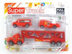 Pull Back  Container & Pull Back Fire Engine toys