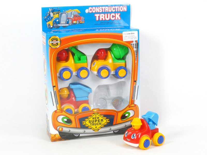 Pull Back Cartoon Construction Truck(4in1) toys