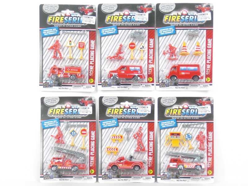 Pull Back Fire Engine Set(6S) toys