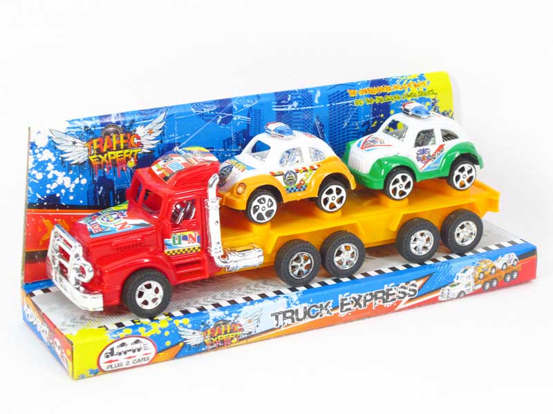 Pull Back Truck Tow Free Wheel Police  Car toys