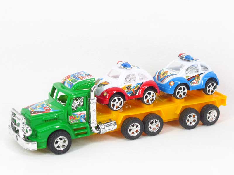 Pull Back Truck Tow Free Wheel Police Car toys