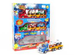 Pull Back Truck Tow Free Wheel Police Car(3in1)