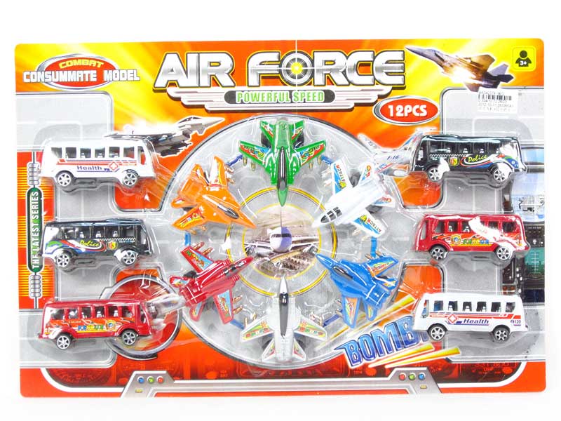 Pull Back Airplane & Pull Back Bus(12in1) toys