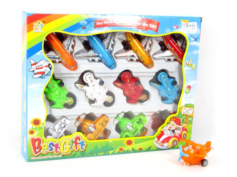 Pull Back Airplane & Motorcycle(12in1) toys
