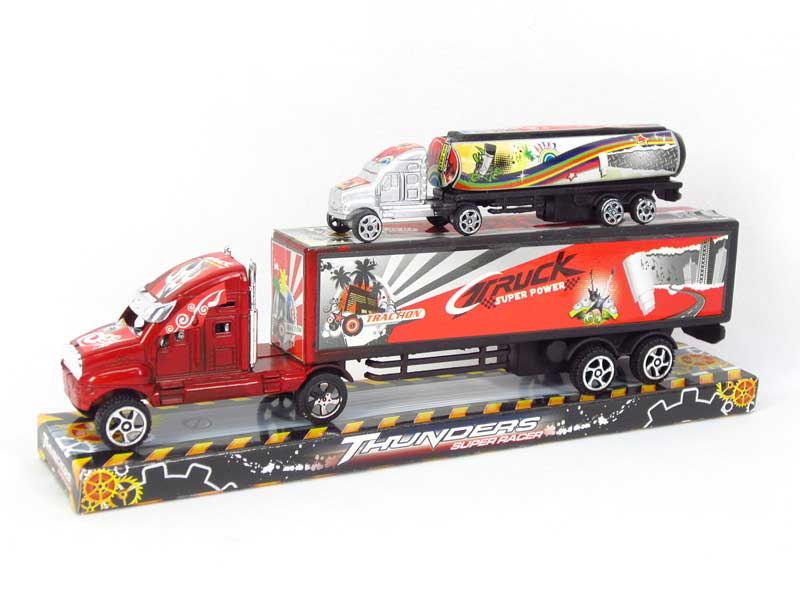 Pull Back Container Truck & Free Wheel Tow Truck(2in1) toys