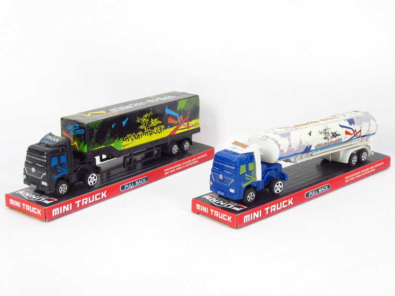 Pull Back Container Truck & Oilcan Car(2S2C) toys
