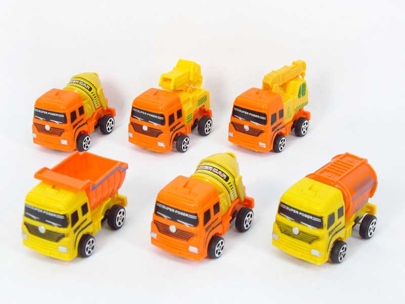 Pull Back Cartoon Construction Truck(6S2C) toys