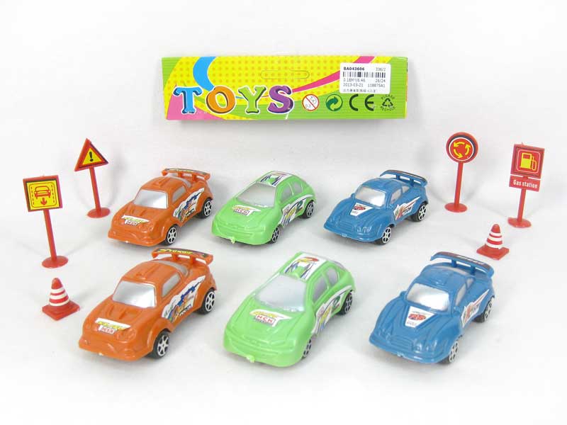 Pull Back Racing Car W/Guide(6in1)(6in1) toys