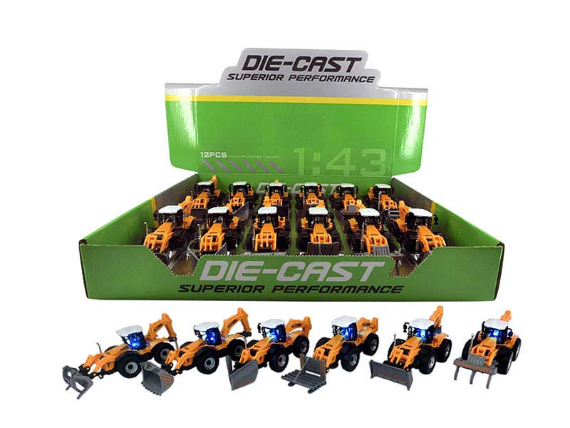 1:43 Die Cast Construction Truck Pull Back W/L_M(12in1) toys