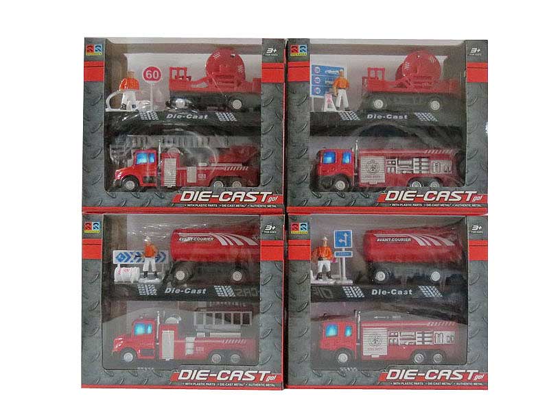 1:60 Die Cast Fire Engine Pull Back W/L_M(2in1) toys