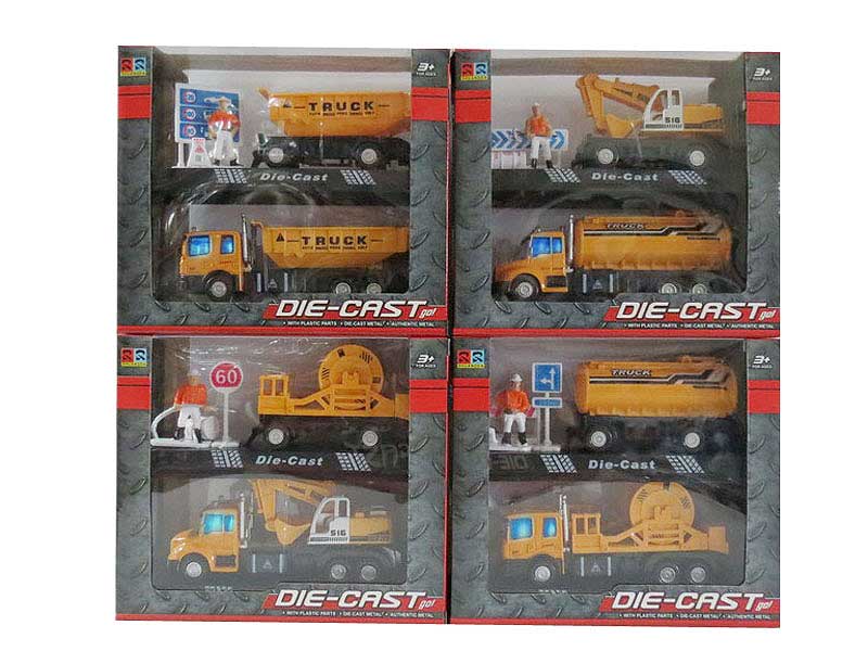 1:60 Die Cast Construction Truck Pull Back W/L_M(2in1) toys