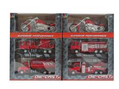 Die Cast Fire Engine Pull Back & Motorcycle(3in1)