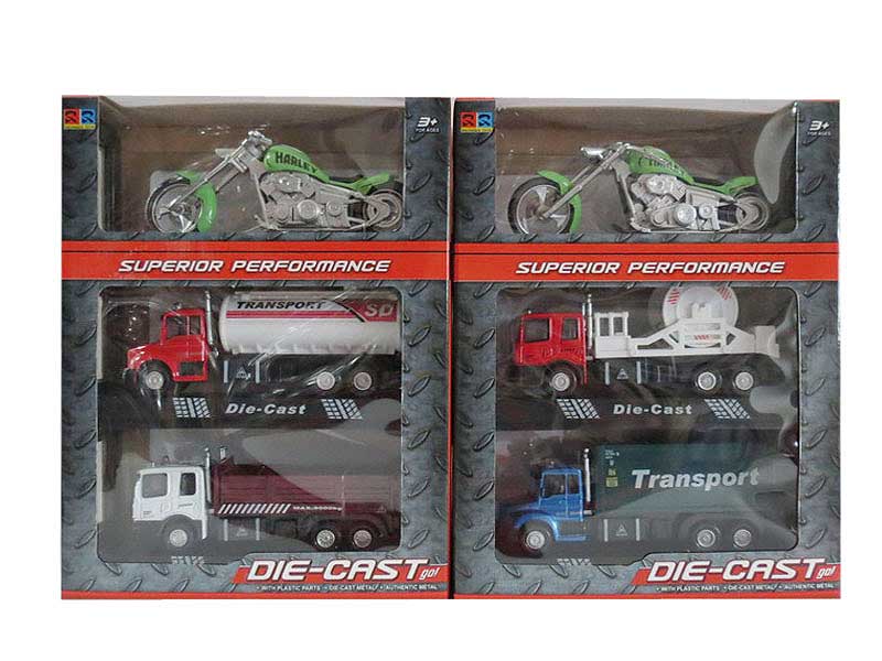 Die Cast Truck Pull Back & Motorcycle(3in1) toys