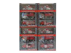 Die Cast Fire Engine Pull Back & Motorcycle Set(3in1)