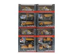 Die Cast Construction Truck Pull Back & Motorcycle Set(3in1)