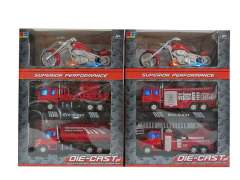 Die Cast Fire Engine Pull Back & Motorcycle Set W/L_M(3in1)
